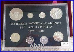 1983 Bahrain Proof Set- 8 Coins 1983 Sterling Silver Proof Set in Box