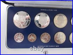1983 Jamiaca 9-Coin Silver Proof Set wOriginal Box/COA Franklin Mint