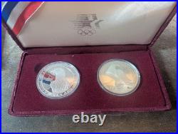 1983 Proof Set 2-Silver Olympic Dollars with Certificate in Original Case/Box