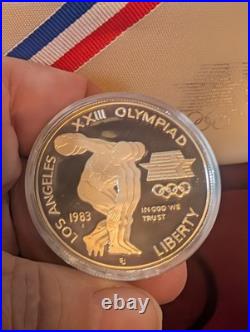 1983 Proof Set 2-Silver Olympic Dollars with Certificate in Original Case/Box