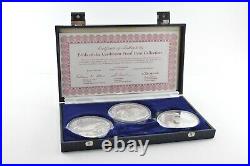 1985 Birds Of Caribbean Silver Proof 3-Coin Collection Display Box & COA 7926