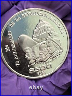 1985 Mo Mexico Revol. Comm SILVER PROOF Zapata Madero Carranza Villa COA & BOX