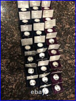 1986-2008 American Silver Eagle Proof Lot. (23 Coins). COA and box