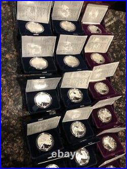 1986-2008 American Silver Eagle Proof Lot. (23 Coins). COA and box