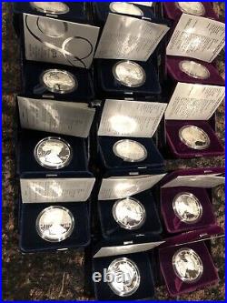 1986-2008 American Silver Eagle Proof Lot. (23 Coins). COA and box