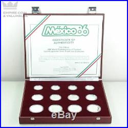 1986 Mexico 12 Coin Silver Proof Set Soccer Football World Cup with Box & COA