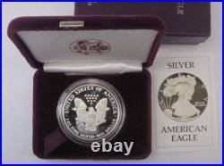 1986-S Proof $1 American Silver Eagle 1oz. /. 999 Fine Silver Original Box and COA