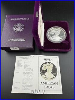 1986-S Proof $1 American Silver Eagle Box, OGP & COA