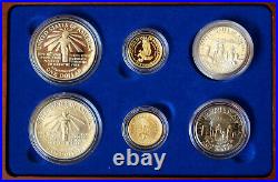 1986 US Liberty Commemorative 6 Coin Set Silver/Gold Proof/BU OGP WithBox & COA