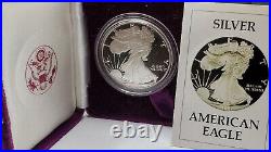 1986-s $1 American Silver Eagle One Ounce Gem Proof With Box And Coa, Free S+h