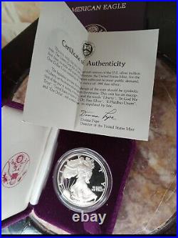 1986-s proof bullion Silver Eagle, Liberty Commemortive, & Proof Set withbox & coa