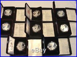 1987-1994 American PROOF Silver Eagle Lot all With Boxes and COAs
