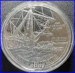 1987 Bermuda 5 oz Silver Sea Venture Wreck Proof Coin With Original Box