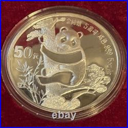 1987 China 6 Oz. Panda. 999 Silver Proof Two Coin Set withBox + COA