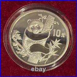 1987 China 6 Oz. Panda. 999 Silver Proof Two Coin Set withBox + COA