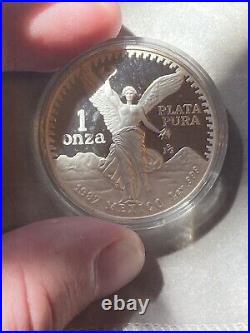 1987 Mexico 1 Onza Libertad Silver Proof In Original Box and paperwork