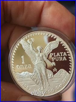1987 Mexico Proof Libertad 0.999 Silver, Original Box & Coa Ready