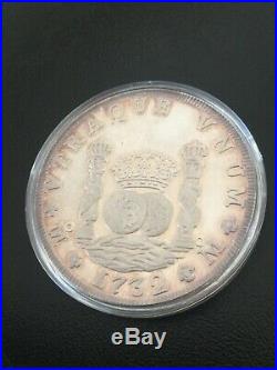 1987 Mexico Silver Medal 5 Onza Oz Dos Mundos Grande Proof 40 Reales OGP + Box
