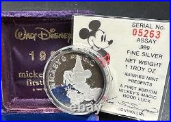 1987 Mickey's Magic First Edition 5 Troy Ounce Silver Proof Coin Box