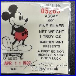 1987 Mickey's Magic First Edition 5 Troy Ounce Silver Proof Coin Box