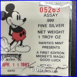 1987 Mickey's Magic First Edition 5 Troy Ounce Silver Proof Coin Box