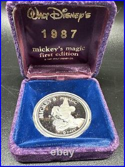 1987 Mickey's Magic First Edition 5 Troy Ounce Silver Proof Coin Box
