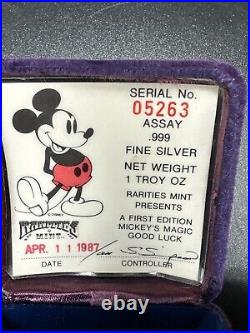 1987 Mickey's Magic First Edition 5 Troy Ounce Silver Proof Coin Box