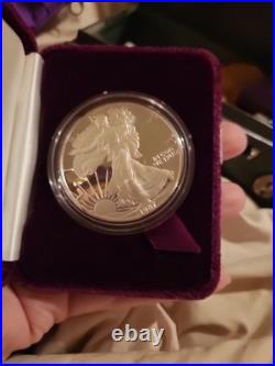 1987 Proof American Silver Eagle In Box with COA One Ounce Silver. 999