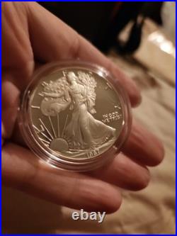 1987 Proof American Silver Eagle In Box with COA One Ounce Silver. 999