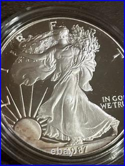 1987 S American Silver Eagle One Dollar DCAM Proof Coin with Mint Box & COA