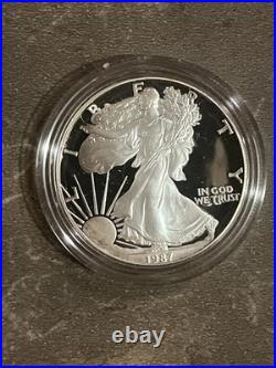 1987 S American Silver Eagle One Dollar DCAM Proof Coin with Mint Box & COA