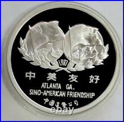 1987 Silver China 5 Oz Proof Sino-american Friendship Box / Coa