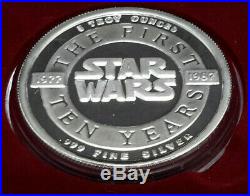 1987 Star Wars 5 Ounce Proof. 999 Fine Silver Coin in Presentation Box- RARE
