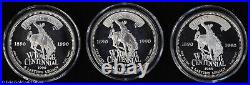 1988-90 Wyoming Centennial 1 oz Silver Proof Commem 3pc Medal Set with Box & COA