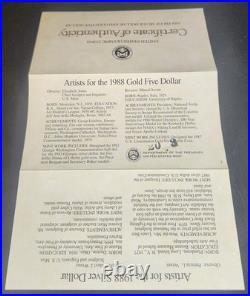 1988 Olympic 2-Coin Proof Set $5 Gold & Silver $1 Dollar! US Mint Box & COA