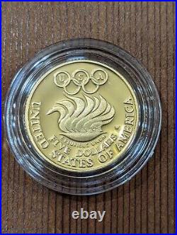 1988 Olympic Proof Silver Dollar and Gold Five Dollar In Mint Box & CoA