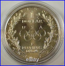 1988 Proof & UNC Olympic Commem 4 Coin Gold & Silver Set with Box, Case and COA
