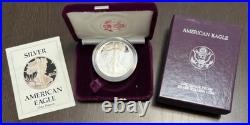 1988 S $1 Proof Silver Eagle Dollar With Box & Coa