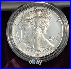 1988 S $1 Proof Silver Eagle Dollar With Box & Coa