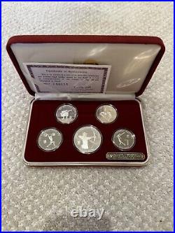 1988 Seoul Olympics Silver 5-Coin Proof Commemorative Set with Box and COA