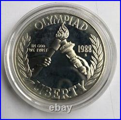 1988 US Olympic $5 GOLD Dollar and Proof Silver Dollar Coin Set With Box & COA