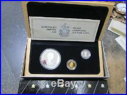 1989 Canada 3 COIN 1 OUNCE SILVER GOLD 1/10 OUNCE AND PLATINUM Proof SET BOX COA
