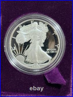 1989-S SILVER EAGLE? PROOF $1 1oz ORIGINAL U. S. MINT BOX withCOA FREE SHIPPING