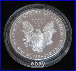 1990-S American Silver Eagle Proof 1 Ounce of Silver With Box and Coin