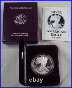 1990-S Proof American Silver Eagle Dollar $1 Box & COA US Mint Bullion OGP