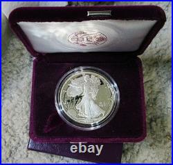 1990-S Proof American Silver Eagle Dollar $1 Box & COA US Mint Bullion OGP