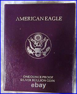 1990-S Proof American Silver Eagle Dollar $1 Box & COA US Mint Bullion OGP