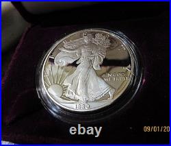 1990-S Proof American Silver Eagle Dollar $1 Box & COA US Mint Bullion OGP