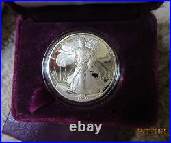 1990-S Proof American Silver Eagle Dollar $1 Box & COA US Mint Bullion OGP