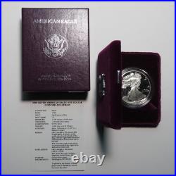 1990-S Proof American Silver Eagle with Box & COA